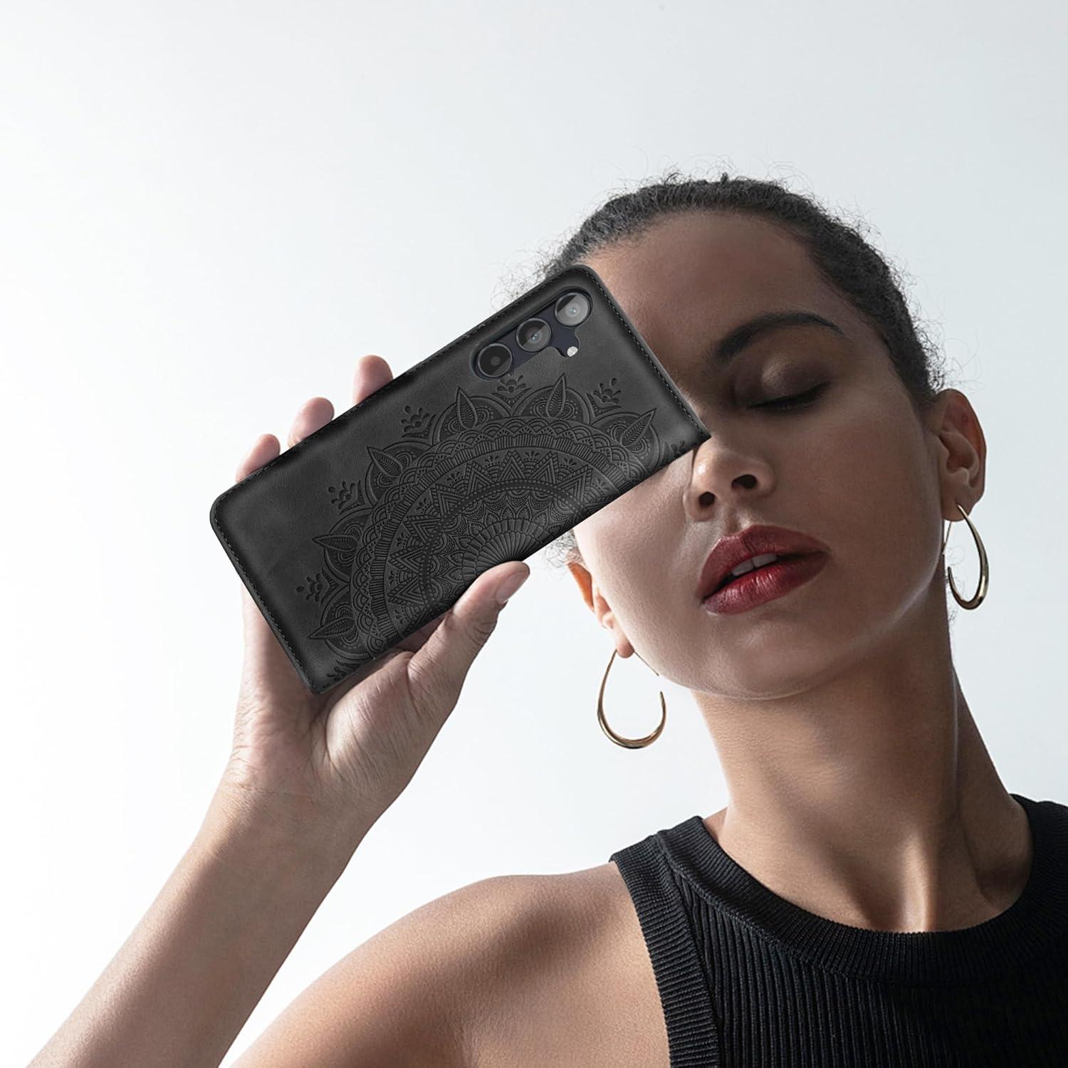 Samsung Galaxy A35 5G Lederhülle Wallet Case schwarz Standfunktion