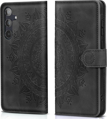Samsung Galaxy A35 Lederhülle Wallet Case mit Standfunktion - Schwarz