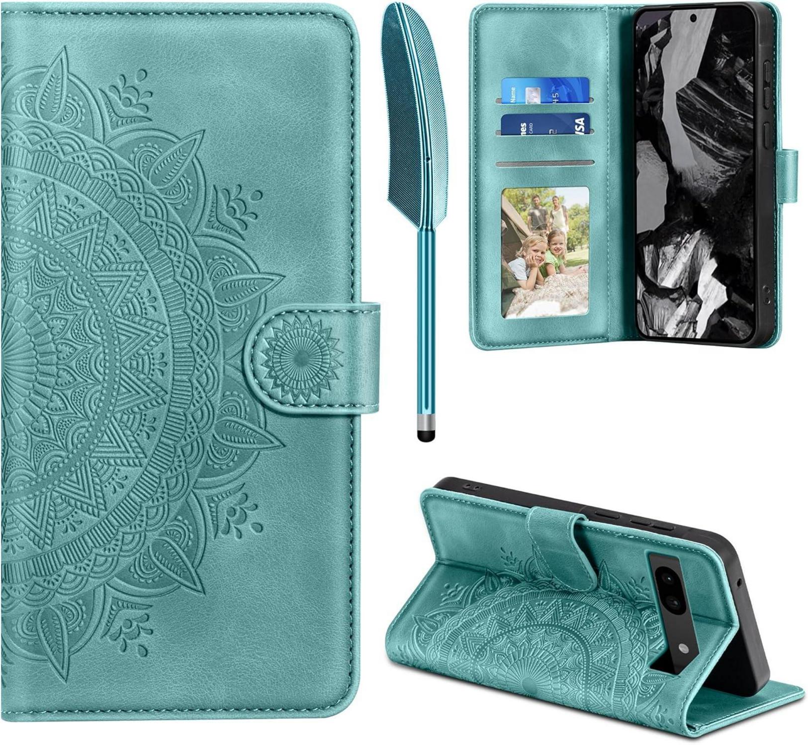 Google Pixel 8A Lederhülle Flip Wallet PU Case Klapphülle Green