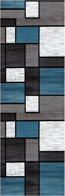 WTHYGB Teppich Läufer Flur 60x180 cm Blau Kariert rutschfest