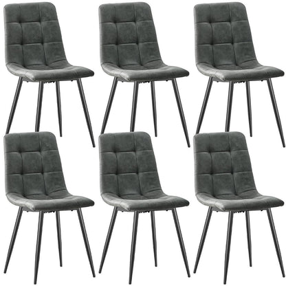 LEWE Esszimmerstühle 6er Set, Dunkelgrau in Lederoptik