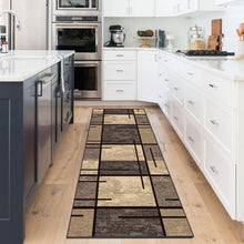 Rutschfester Flurteppich 80x120cm Waschbar Modern Beige Kariert