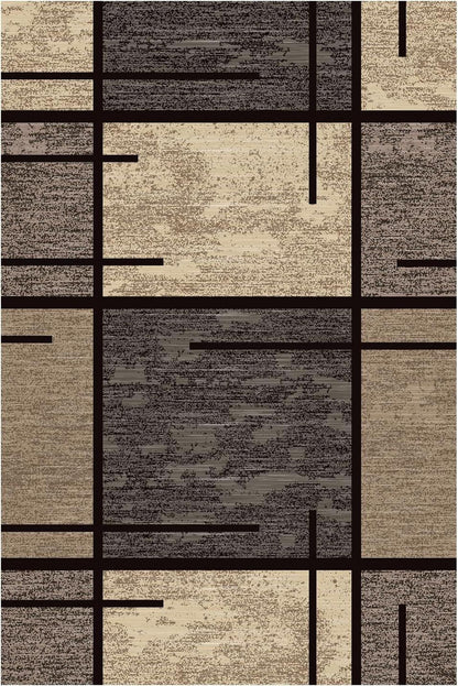 WTHYGB Teppich Läufer Flur 80x120cm Beige Kariert rutschfest