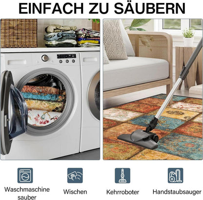 Teppich Läufer Flur rutschfest 80x150 cm Waschbar Modern Retro