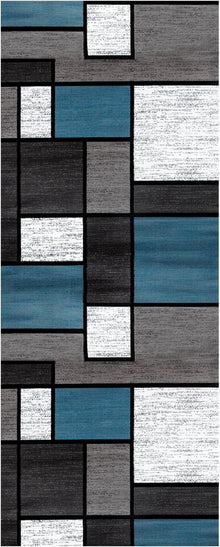 Rutschfester Teppichläufer Blau kariert 60x150cm waschbar