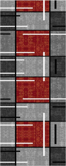 WTHYGB Teppich Läufer Flur rutschfest 60x150cm Rot Kariert