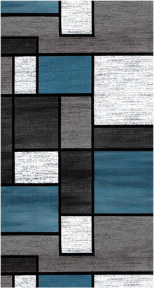 Teppich Läufer Flur Blau 80x150 cm Waschbar Rutschfest