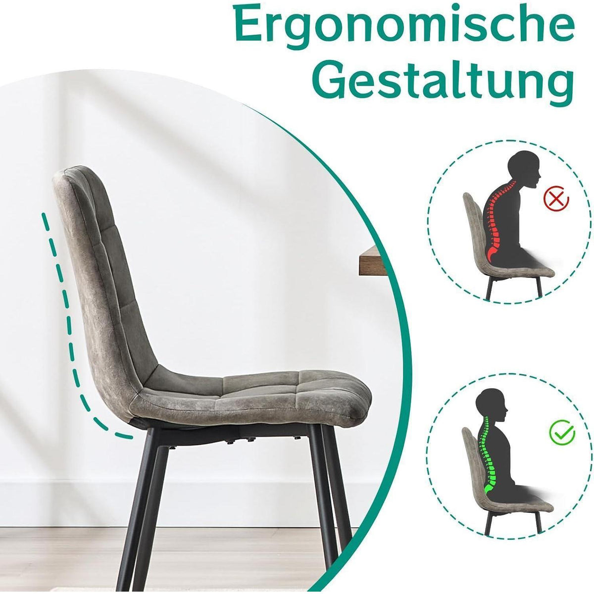 LEWE Esszimmerstühle 6er Set, Braun in Lederoptik