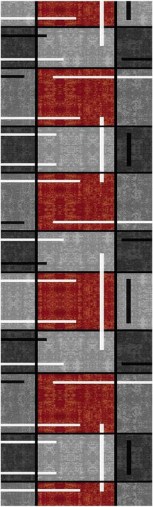 WTHYGB Teppich Läufer Flur rutschfest 60x200cm Rot Kariert