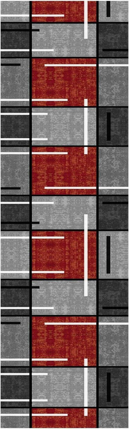 WTHYGB Teppich Läufer Flur rutschfest 60x200cm Rot Kariert