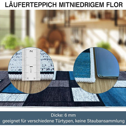 Teppich Läufer Flur rutschfest 60x180 cm Beige Kariert