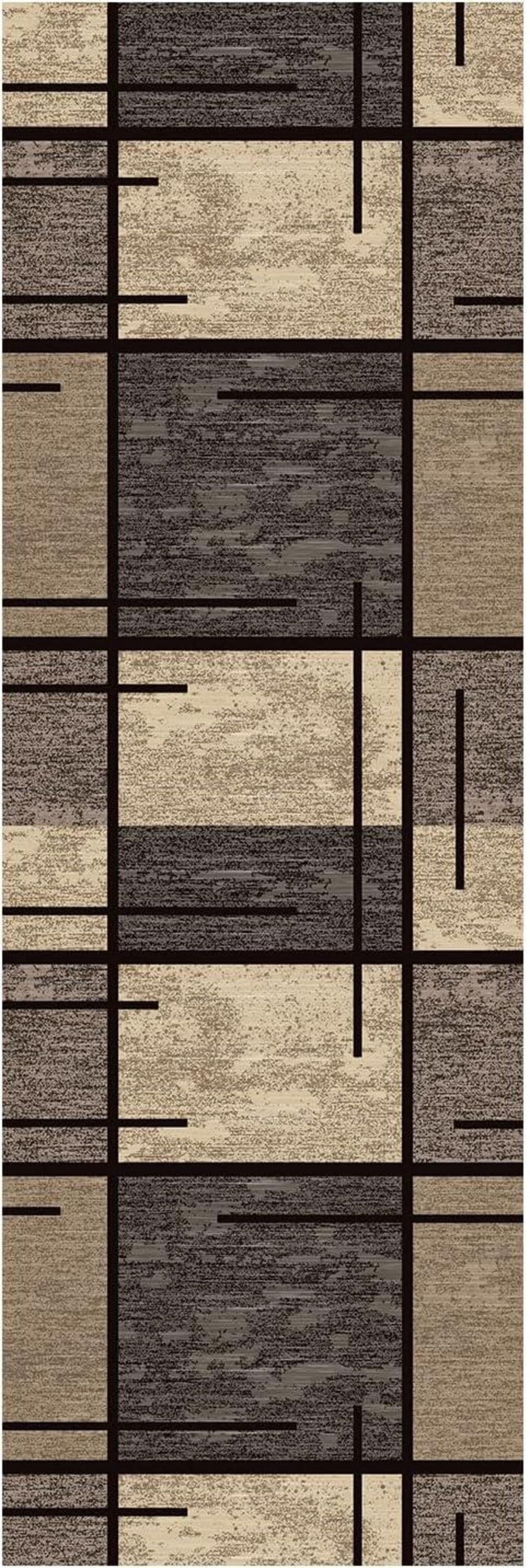 Teppich Läufer Flur rutschfest 60x180 cm Beige Kariert