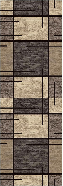 Teppich Läufer Flur rutschfest 60x180 cm Beige Kariert