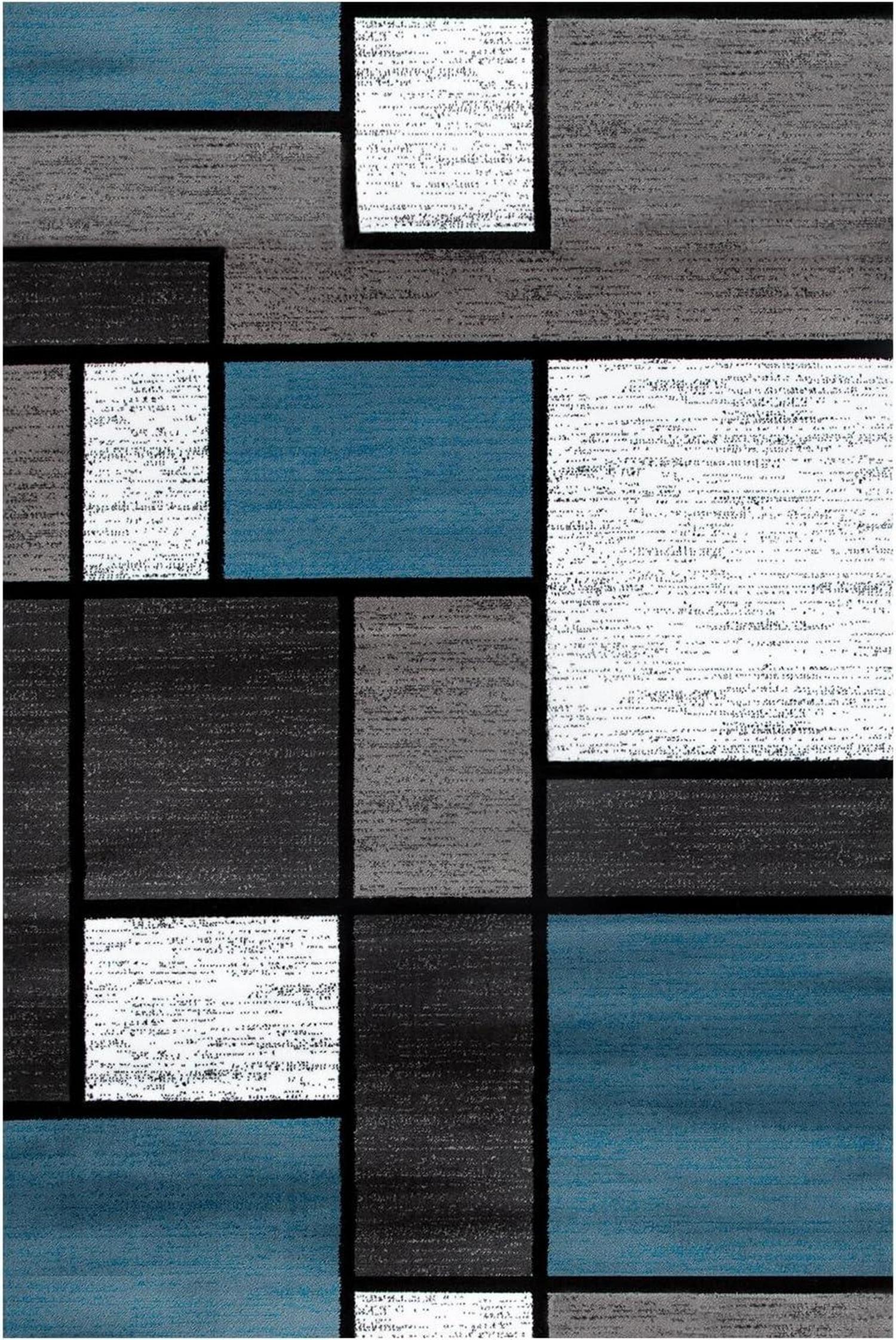 Rutschfester Teppichläufer 80x120cm Blau Kariert - Waschbar