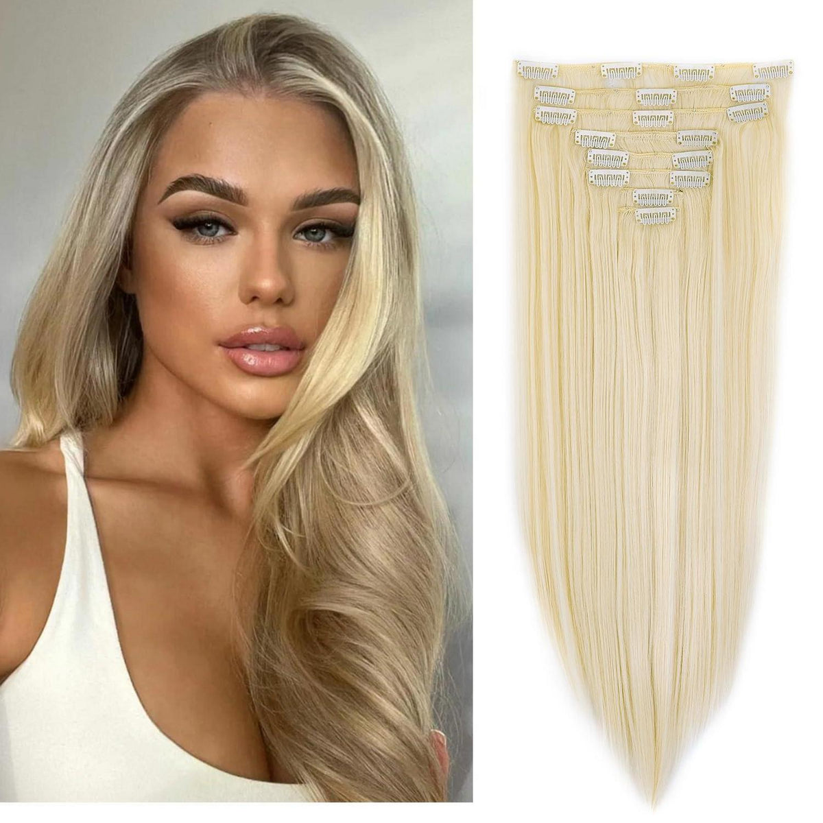 Clip-In Haarverlängerung glatt 60cm - Dunkelbraun & Kastanienbraun