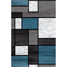 Modernes Blau Kariert Teppichläufer Flur 60x250cm rutschfest