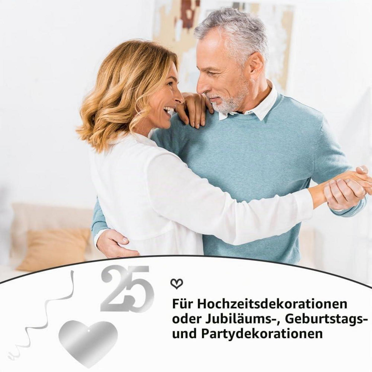 Silberhochzeit Deko Set | 18-teilige Girlande & Spiralen