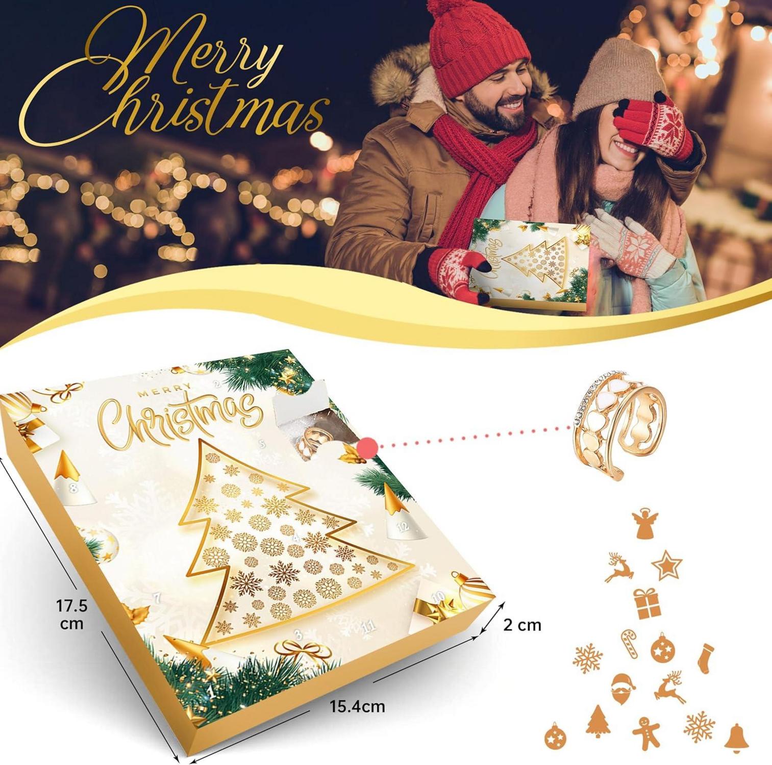 Damen Schmuck Adventskalender 2024 Mädchen Weihnachtskalender 12 Überraschungen