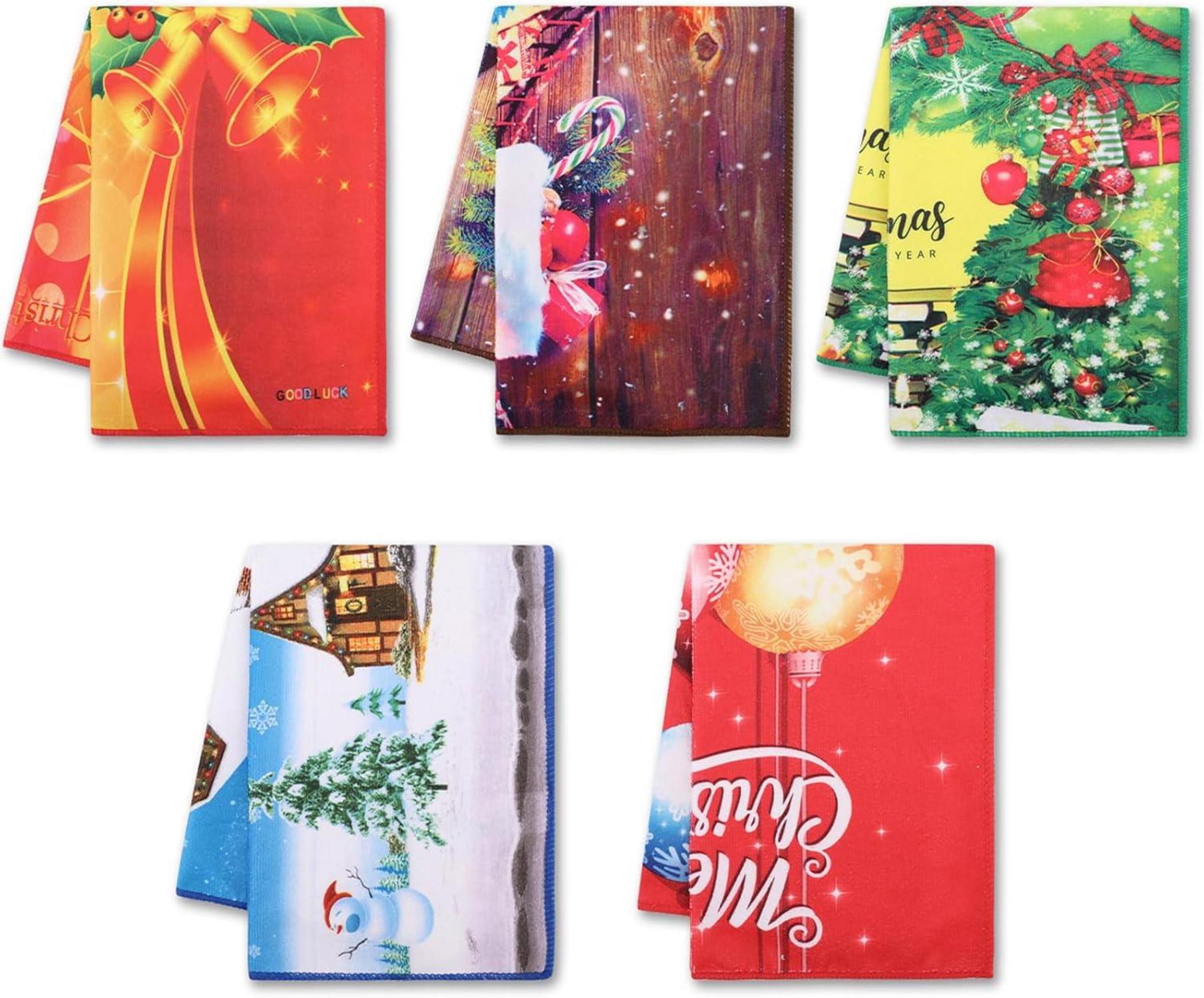 5er Set Weihnachtsdeko Mikrofasertücher Handtuch Bar Handtücher