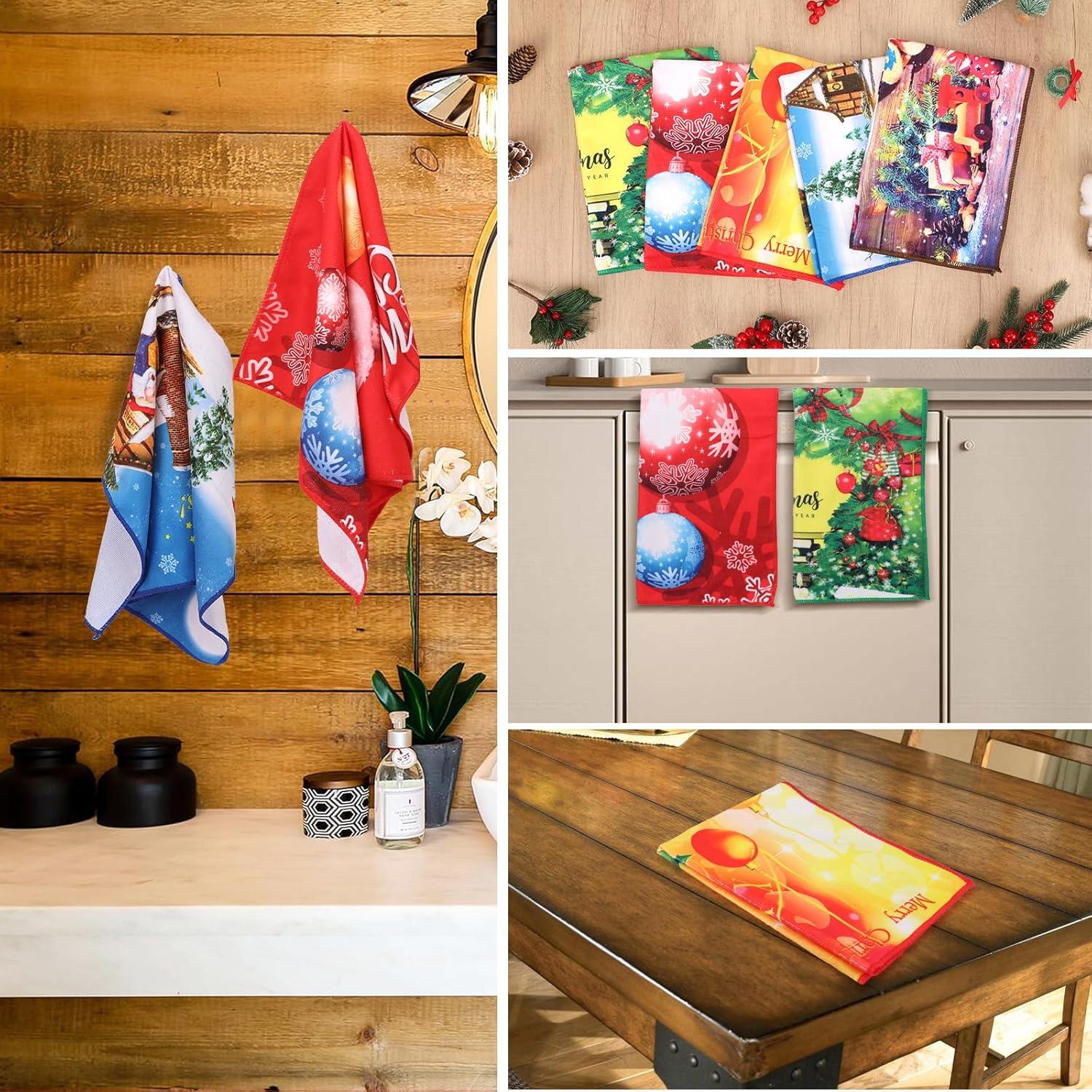 5er Set Mikrofasertücher für Weihnachtsdeko, Ideales Geschenk für die Familie