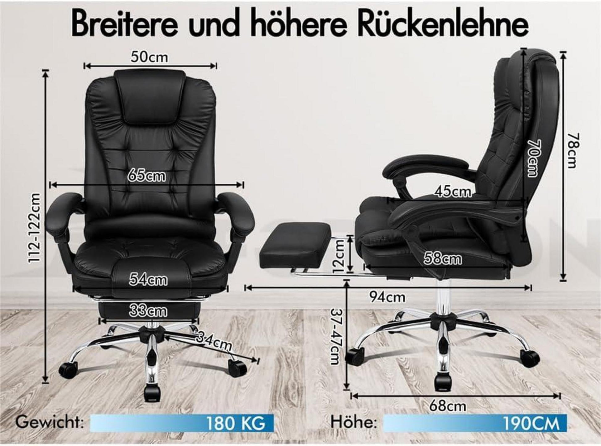 Massage Bürostuhl mit ergonomischem Design und großer Sitzpolsterung