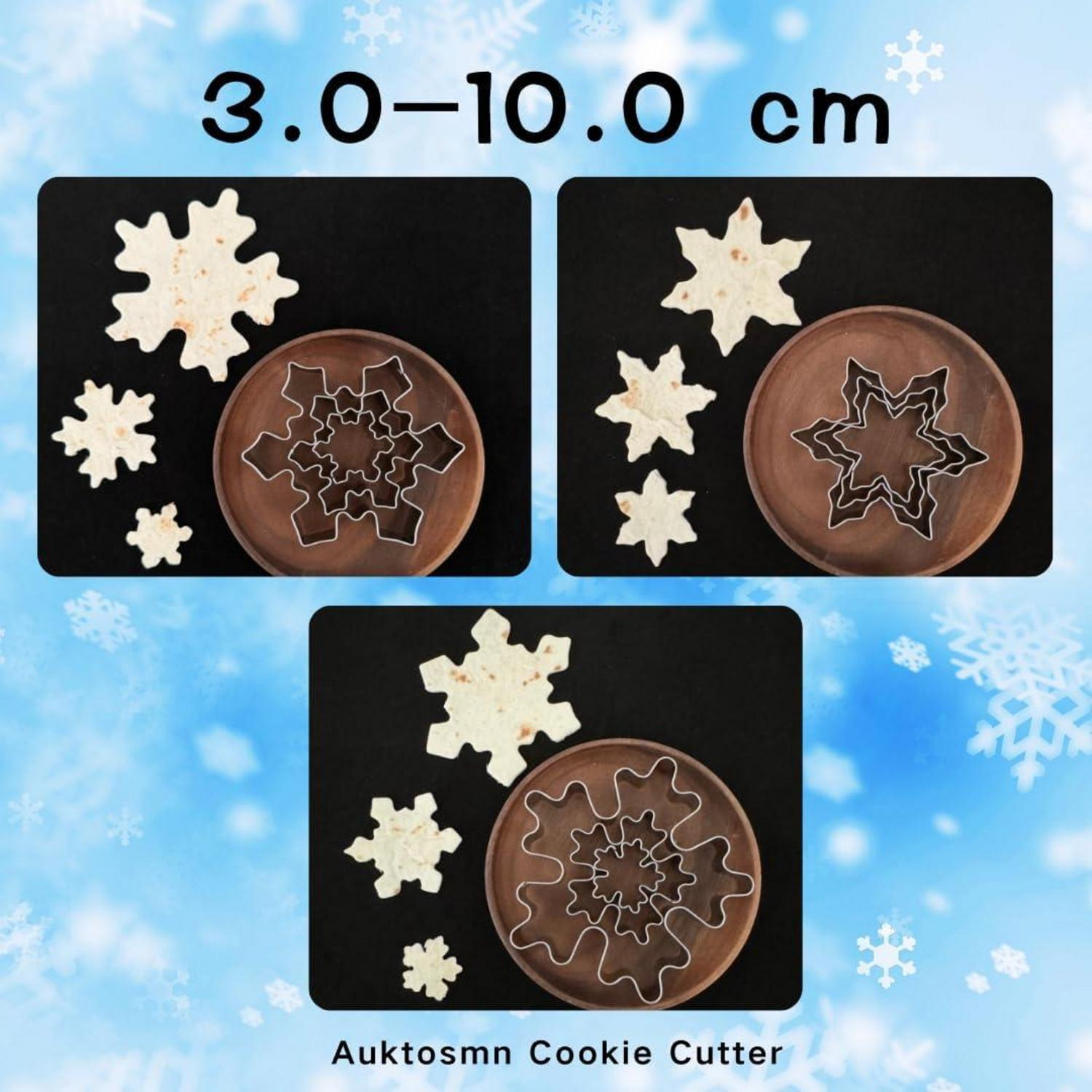 UKoosien Schneeflocken Ausstecher Set - 9-teilig - Weihnachten, Fondant, Keksausstecher