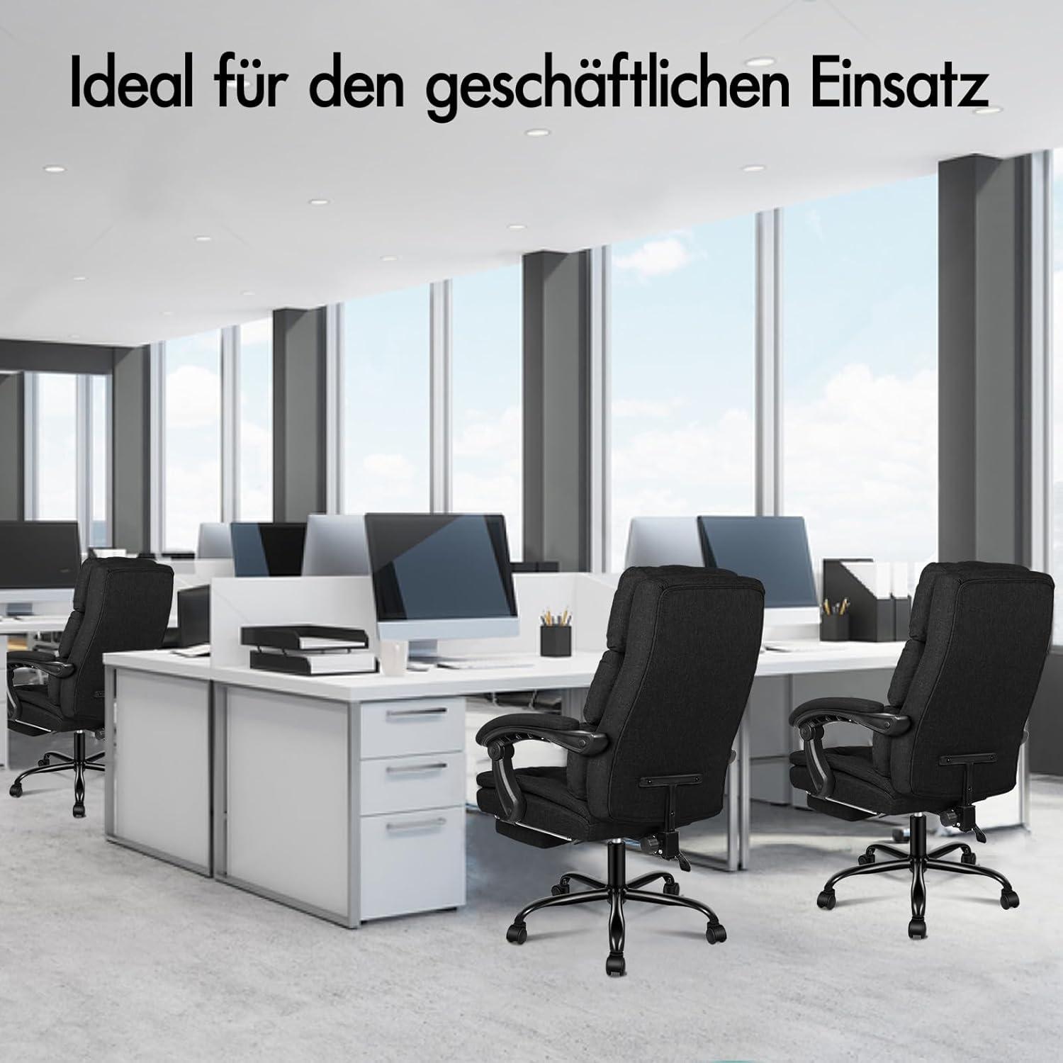 Hochwertiger Bürostuhl mit Doppellagigem Kissen, 360° Drehbar, Schwarz