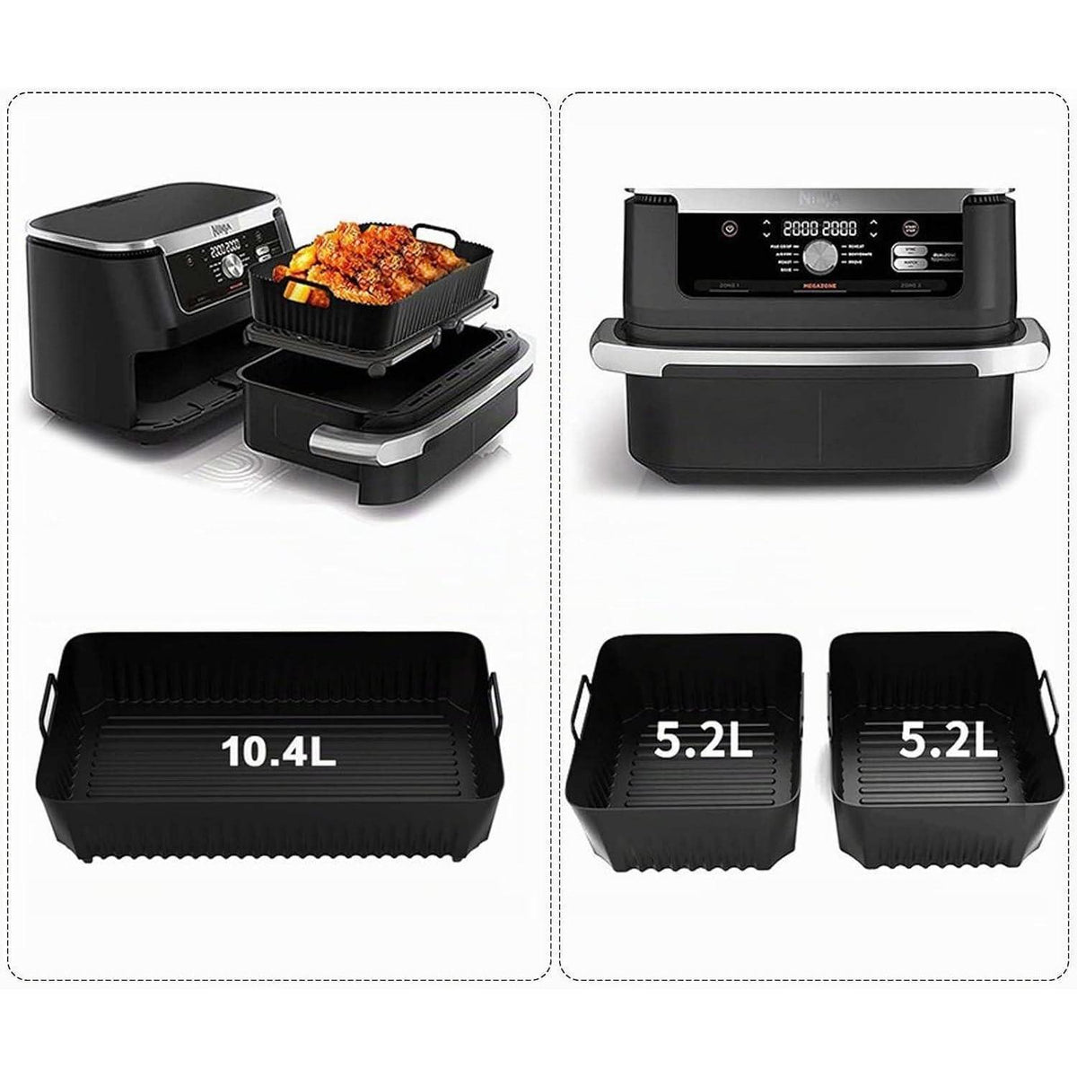 Silikonform Set für Heißluftfritteuse – 10.4L & 2x 5.2L