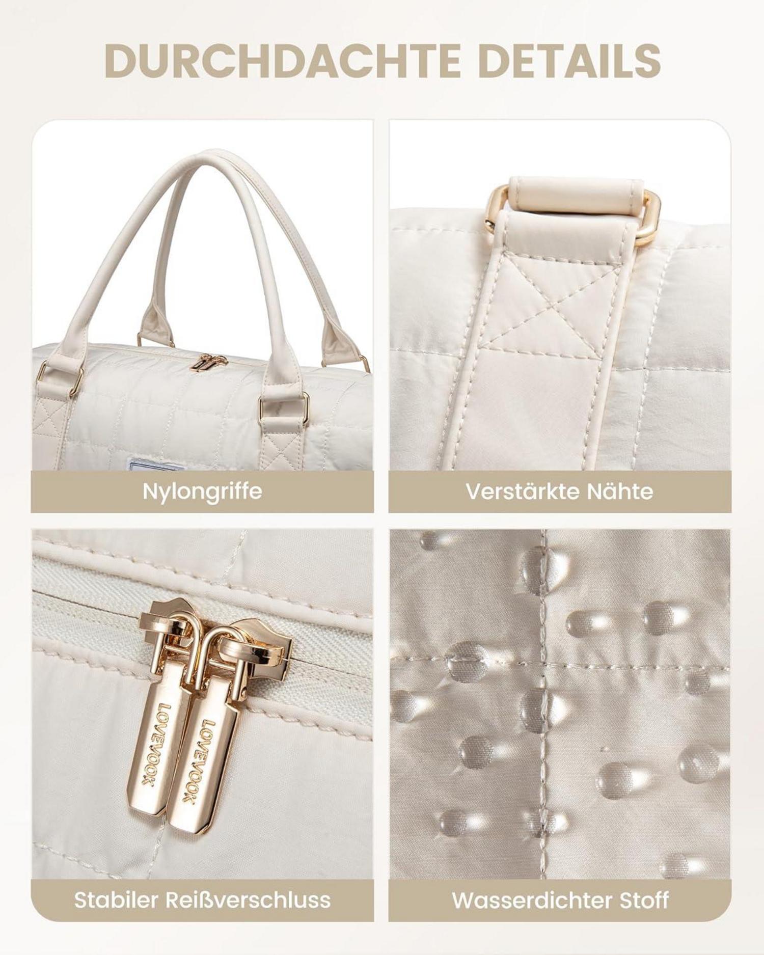 Leichter Weekender Damen Reisetasche mit Schuhfach Nassfach Beige