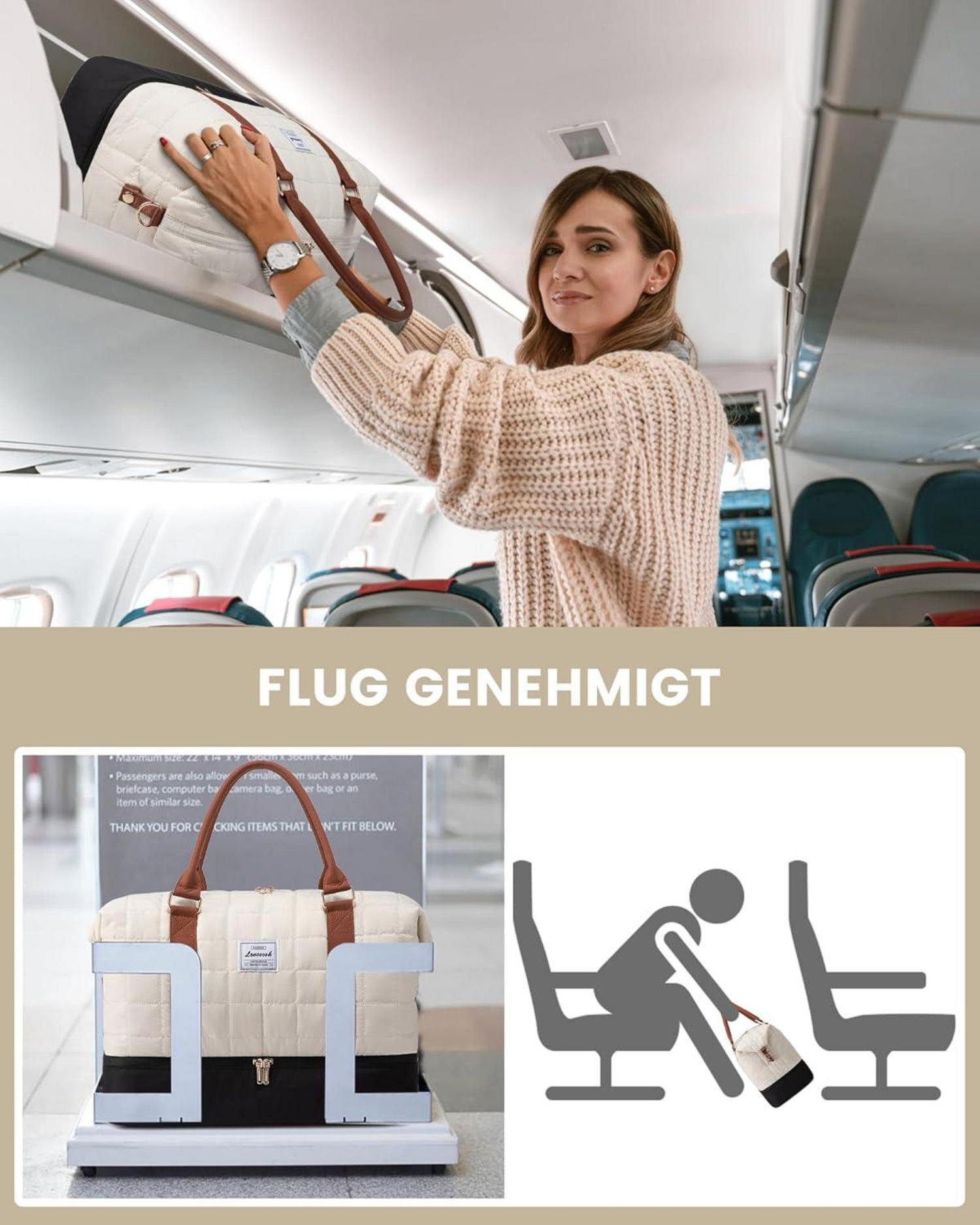 Damen Reisetasche Groß Weekender Handgepäck Tasche mit Schuhtasche wasserdicht