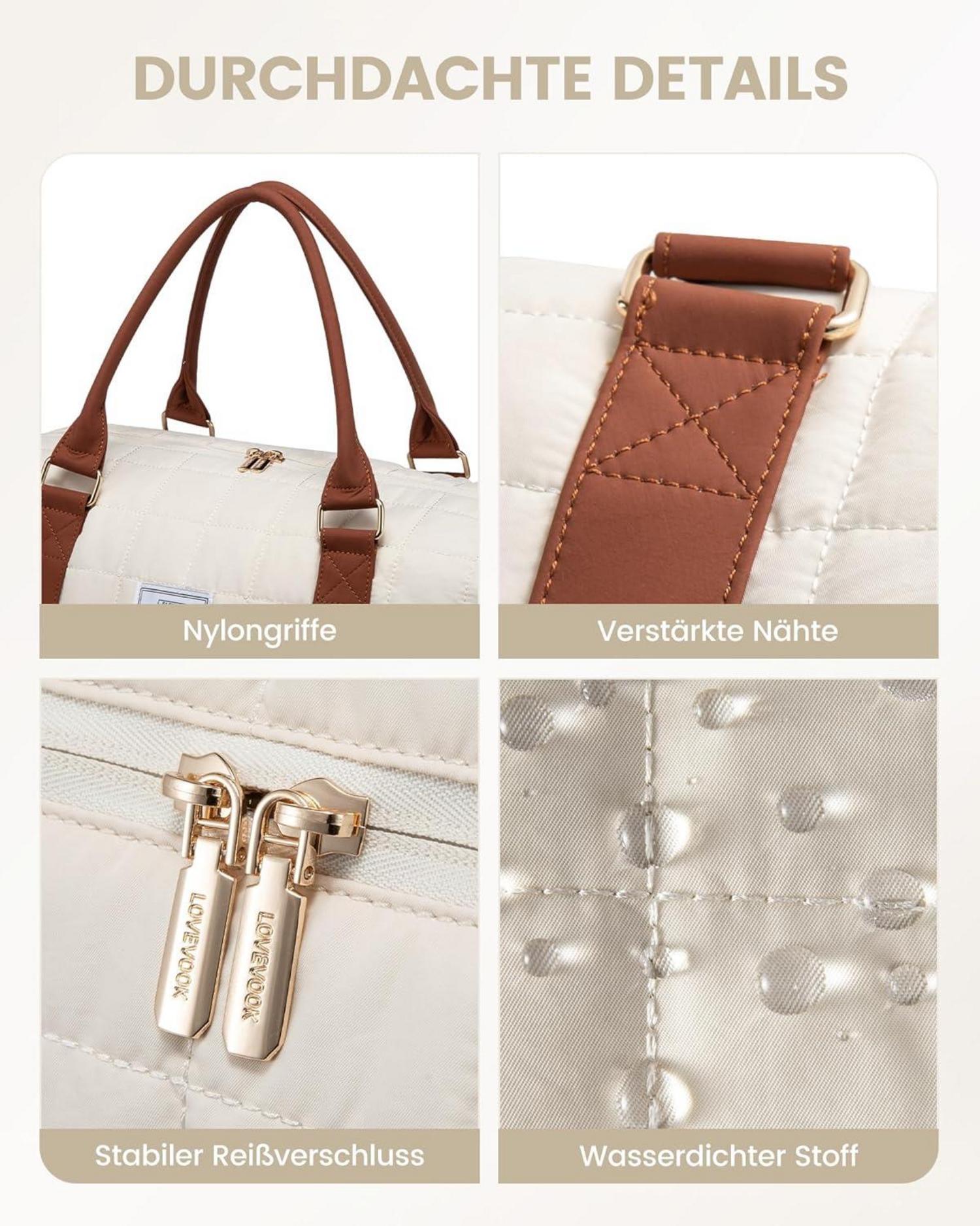 Damen Reisetasche Groß Weekender Handgepäck Tasche mit Schuhtasche wasserdicht