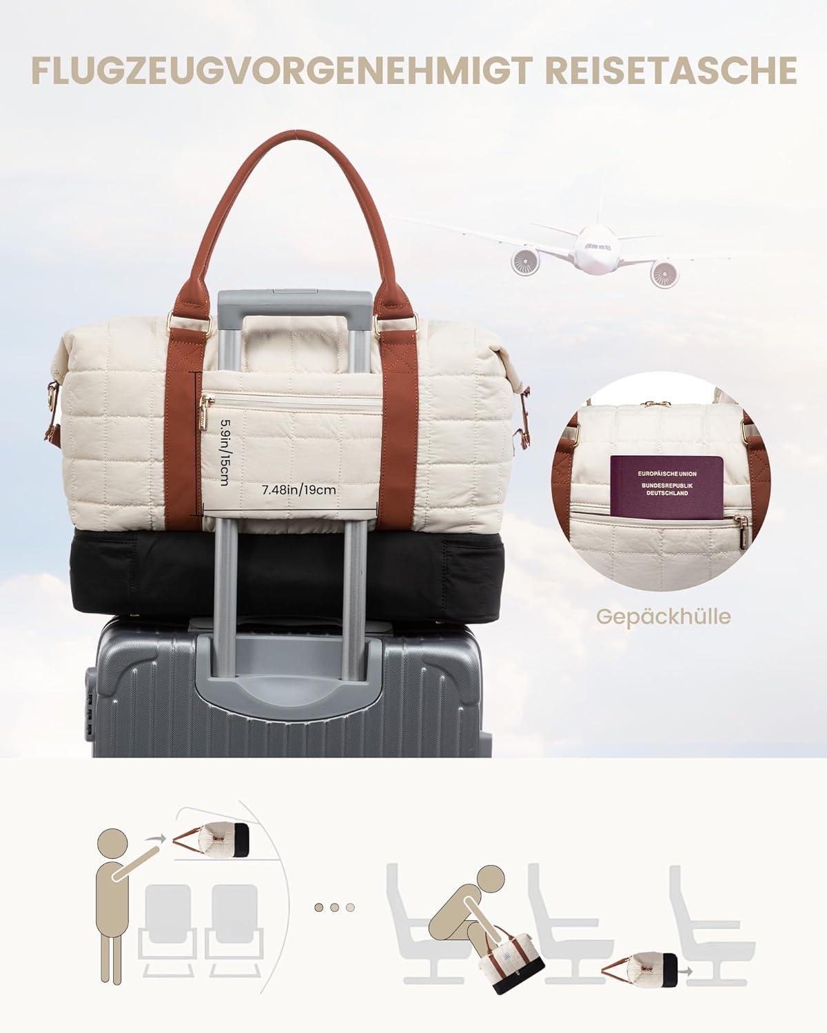 LOVEVOOK Große Wasserdichte Reisetasche mit Schuhfach