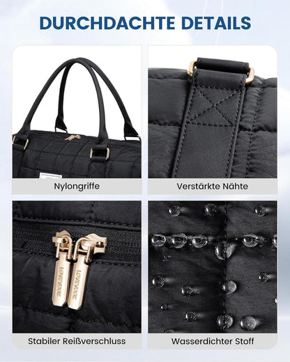 Reisetasche Damen Weekender Handgepäck Schwarz mit Schuhfach & Nassfach