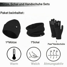 3-teiliges Winterset: Mütze, Schal & Touchscreen-Handschuhe