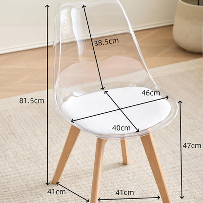 6 Esszimmerstühle Modern Transparent Weißes in Lederoptik