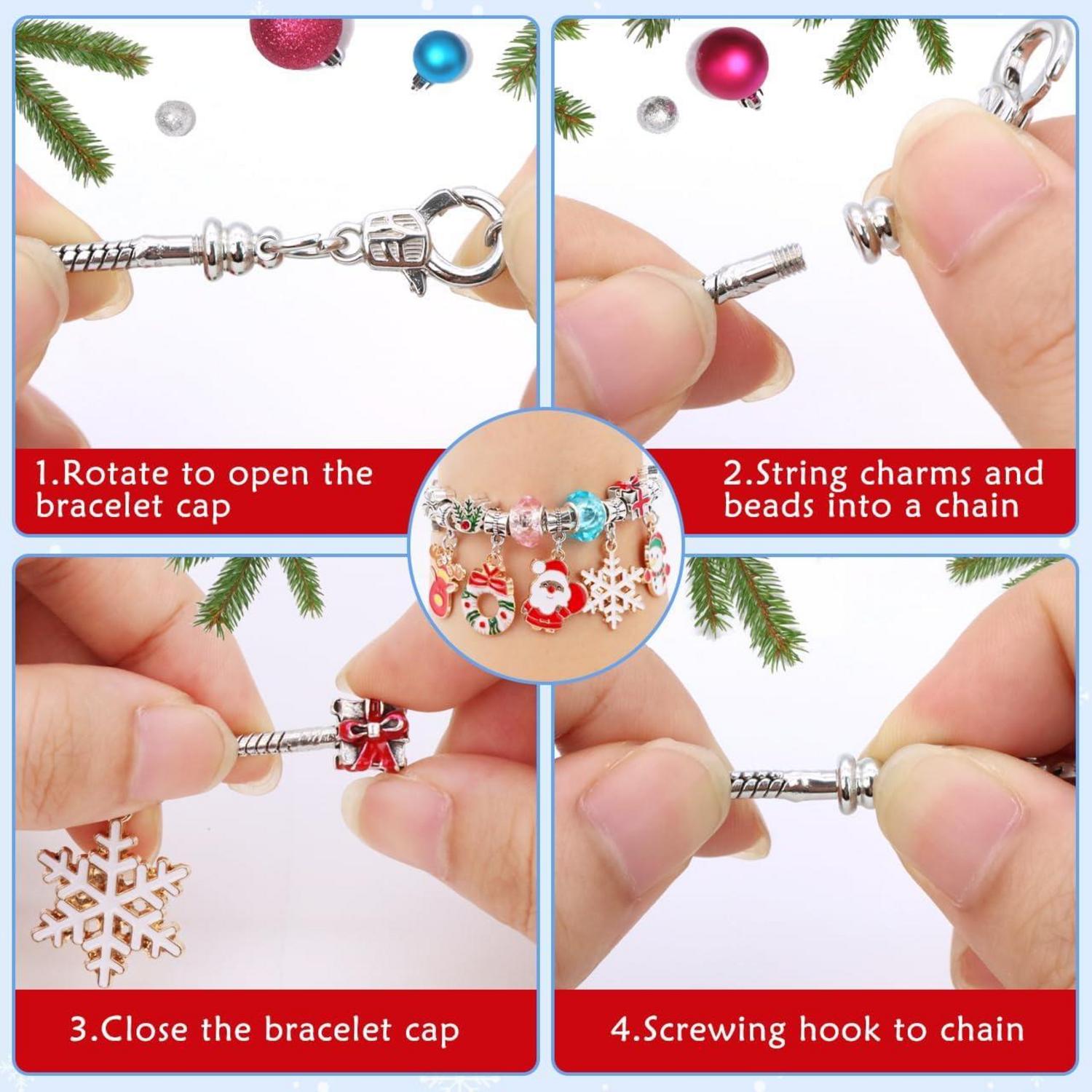 ZMLM Adventskalender Mädchen Füllung Bastelset Charm Armbänder Kit Gift Rosa