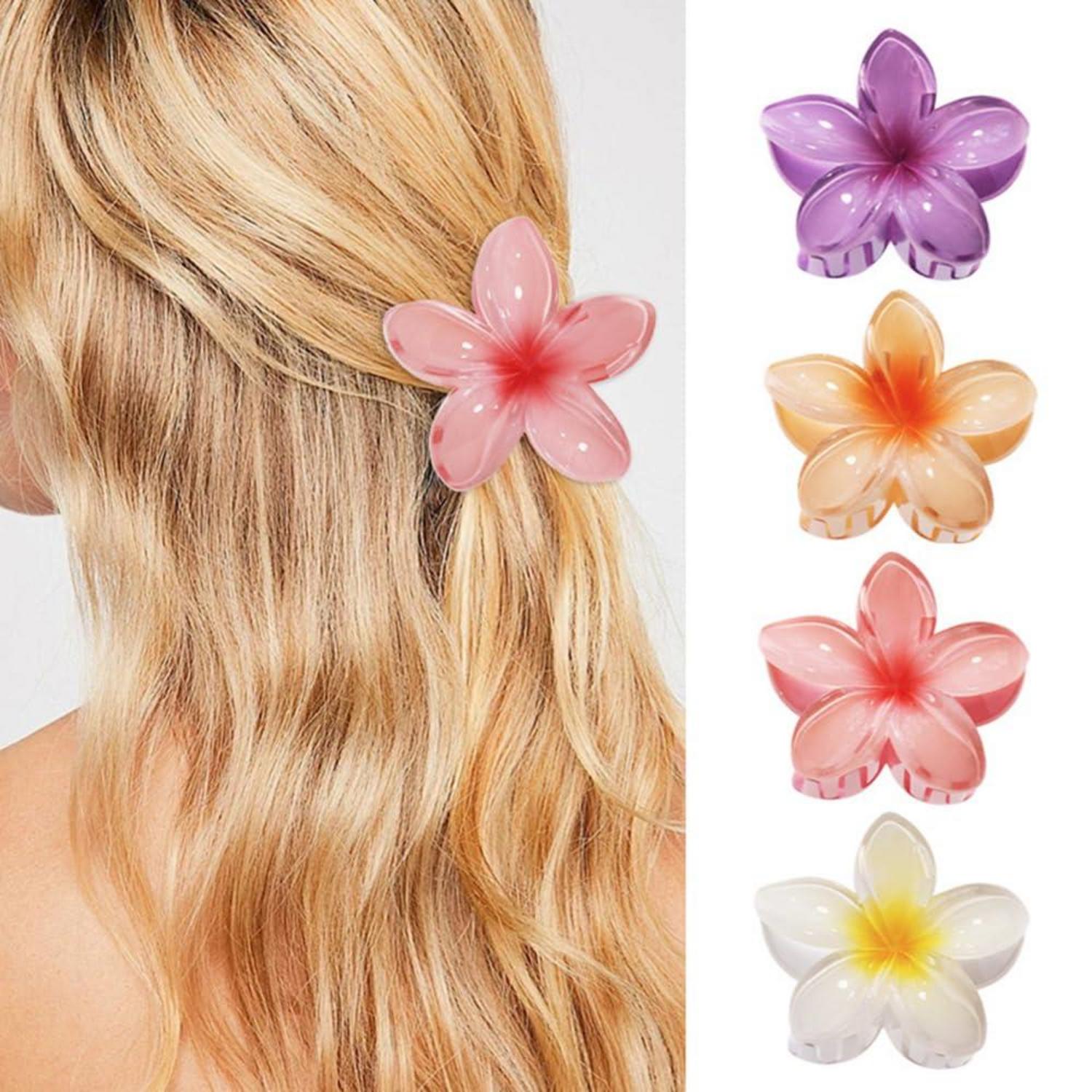 Blumen Haarklammer Set 4tlg. Acryl Haarspangen groß & rutschfest