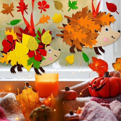 Igel Bastelset Herbst DIY Kunsthandwerk Kinder Herbstdeko mit Maple Leaf Augen