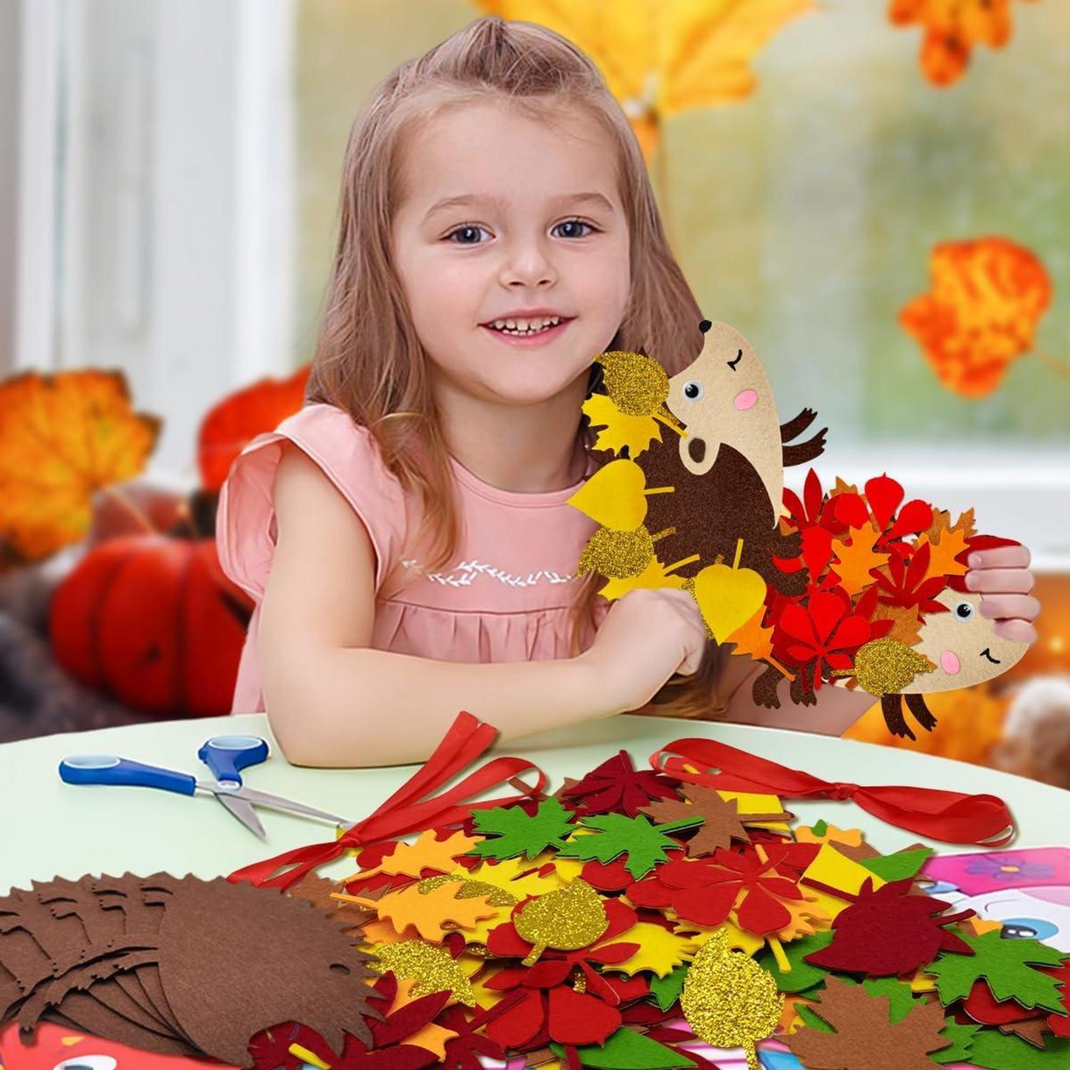 DIY Igel Bastelset Herbstdeko für Kinder mit Filzaufklebern