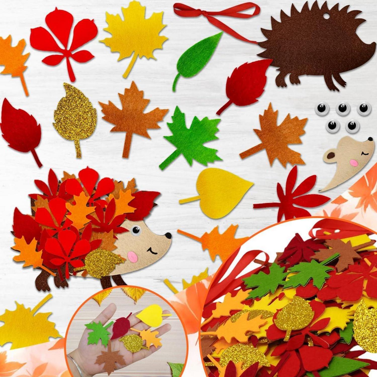 Igel Bastelset Herbst DIY Kunsthandwerk Kinder Herbstdeko mit Maple Leaf Augen