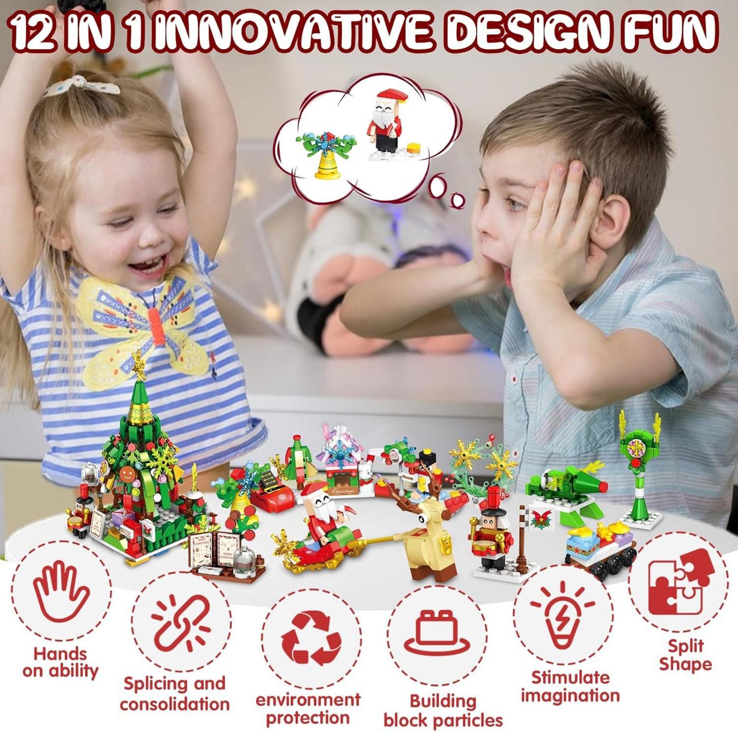 Adventskalender 2024 Weihnachts Bausteine Spielzeug Countdown