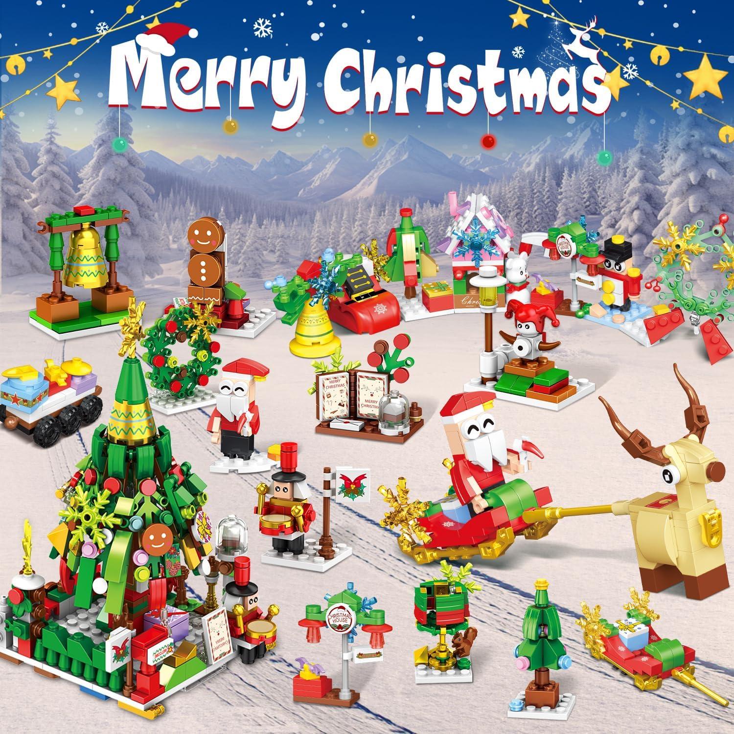Adventskalender 2024 Kinder Weihnachts Bausteine Spielzeug Countdown