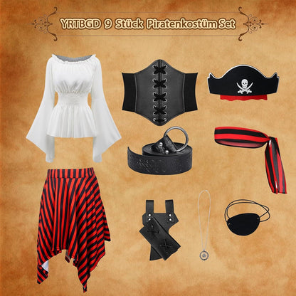 Piratenkostüm Damen Mittelalter Wikinger Renaissance Halloween XS