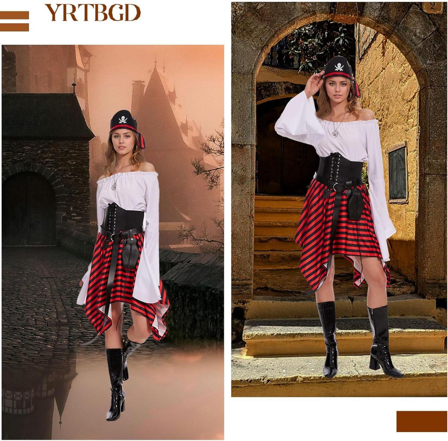 Piratenkostüm Damen Mittelalter Wikinger Halloween Karneval XS