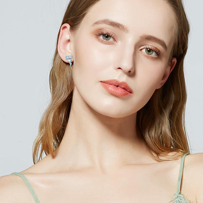 Axolotl Ohrstecker Sterling Silber Blauer Mondstein Tier Ohrringe hypoallergen