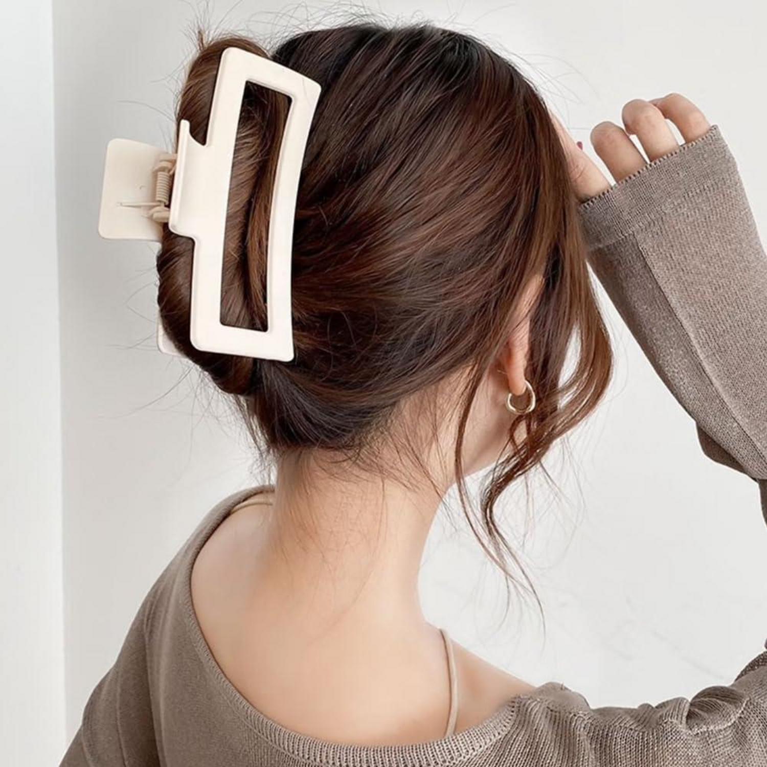 4er Set Extra große Kunststoff Haarklammern, matt, rutschfest, 13cm