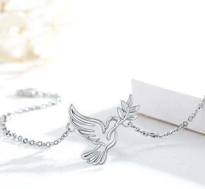 TRISHULA Peace Taube Armband 925 Sterling Silber Vogel