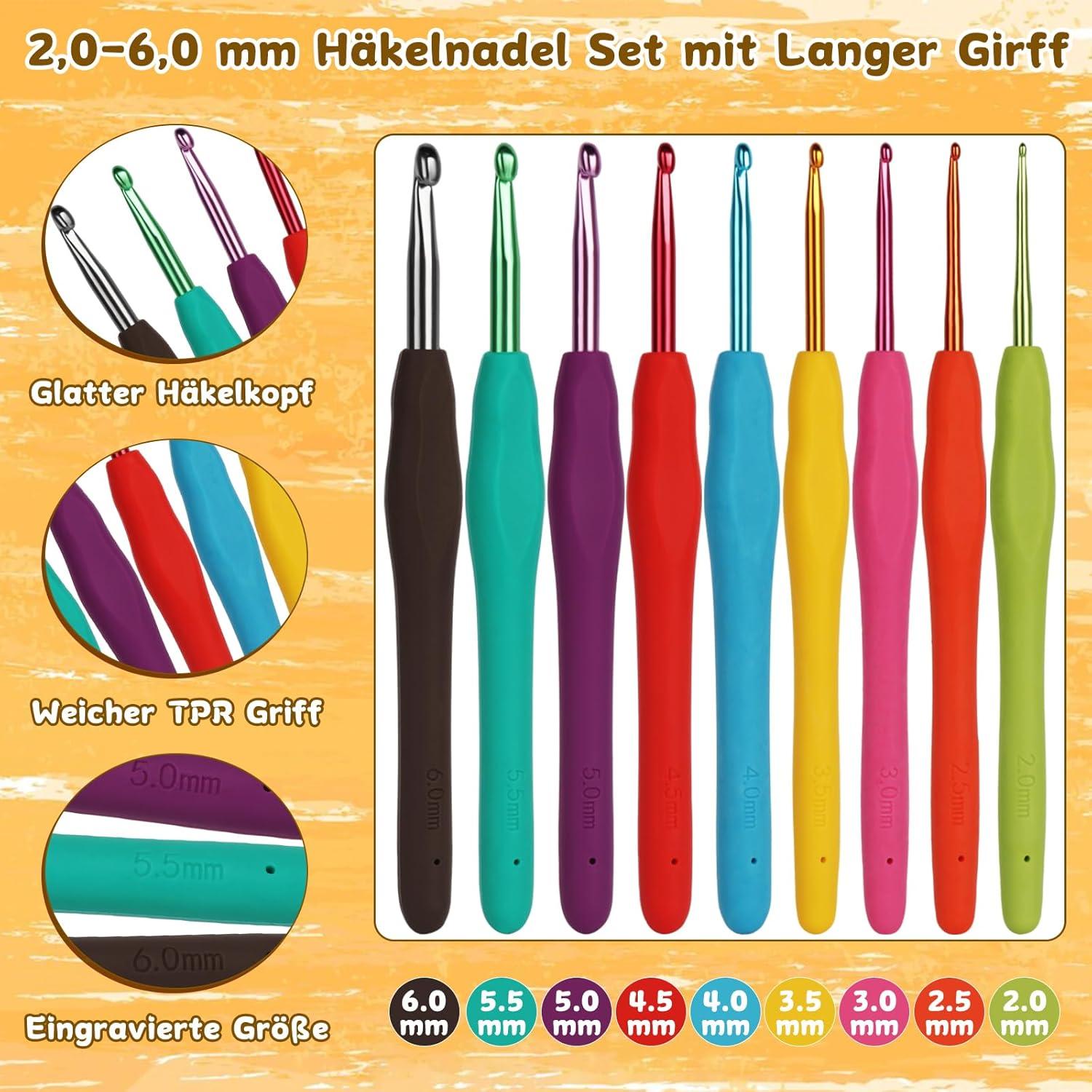 Komplettes Häkelset für Anfänger mit 15 Farben Wolle