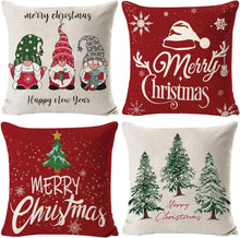 Weihnachtskissenbezüge 45x45 cm, 4er-Set, Leinenmuster
