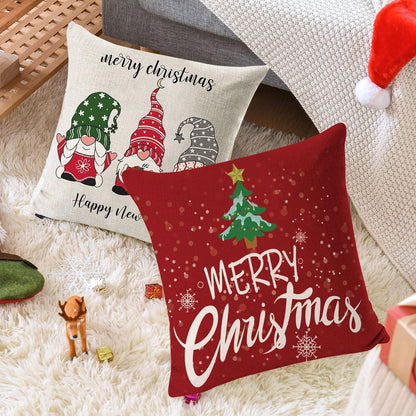 Weihnachtskissenbezug 45x45, 4 Stk. Leinen Geometrie Weihnachten